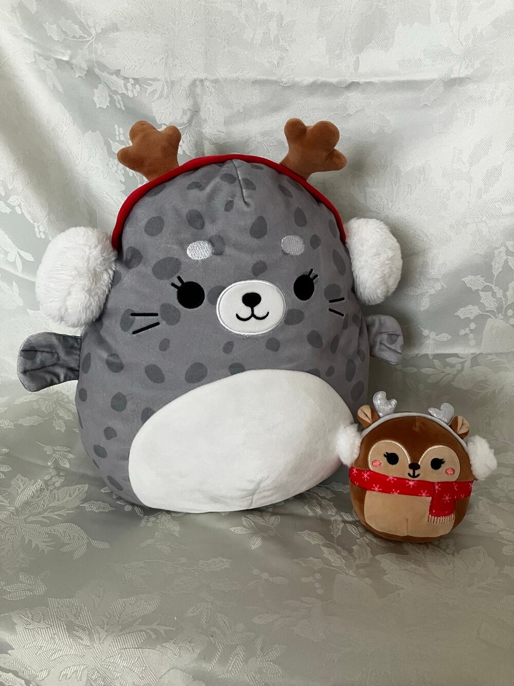 Squishmallows Reindeer Holiday Plush Lot of 2 Gray 14 Inch & Mini Christmas